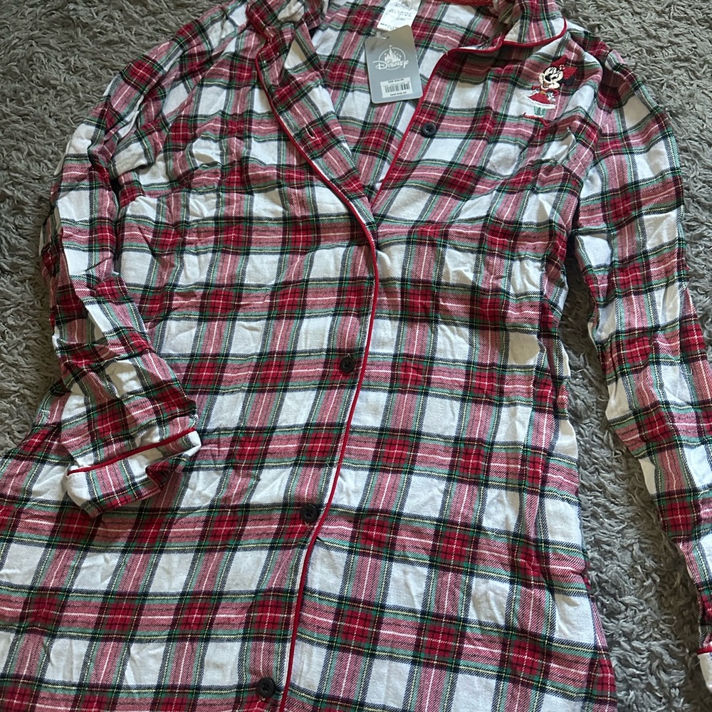 Disney Plaid Button-Up Sleep Dress with Minnie Patch